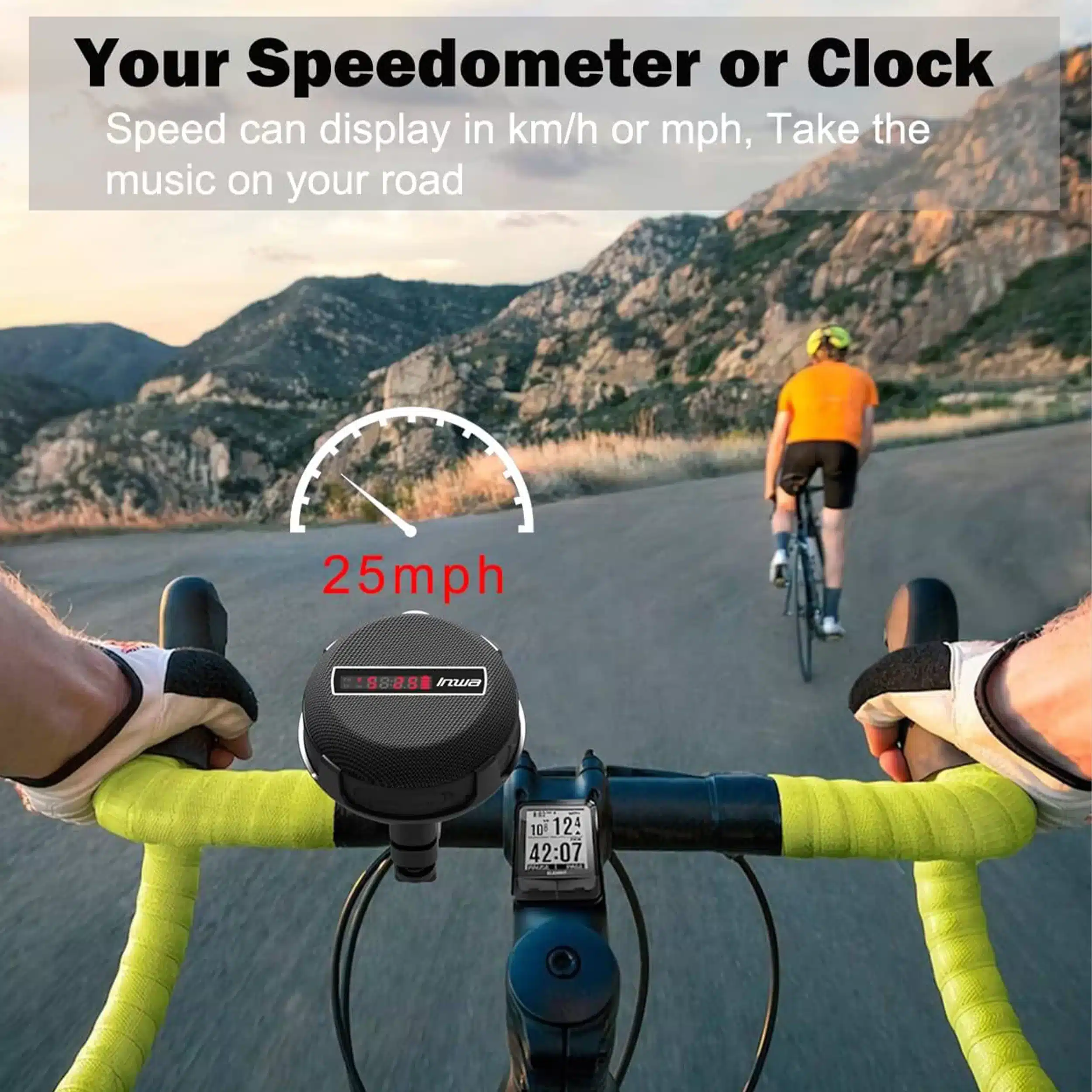 Portable Bluetooth Bike Speaker - Waterproof, FM Radio, Dual Pairing For Cycling, Hiking, Outdoor (Black)